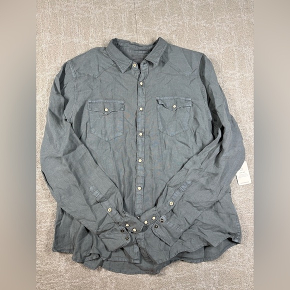 Lucky Brand Lucky Linen 100% linen Button Down Casual Boho Shirt NWT Sz XL - Picture 1 of 8